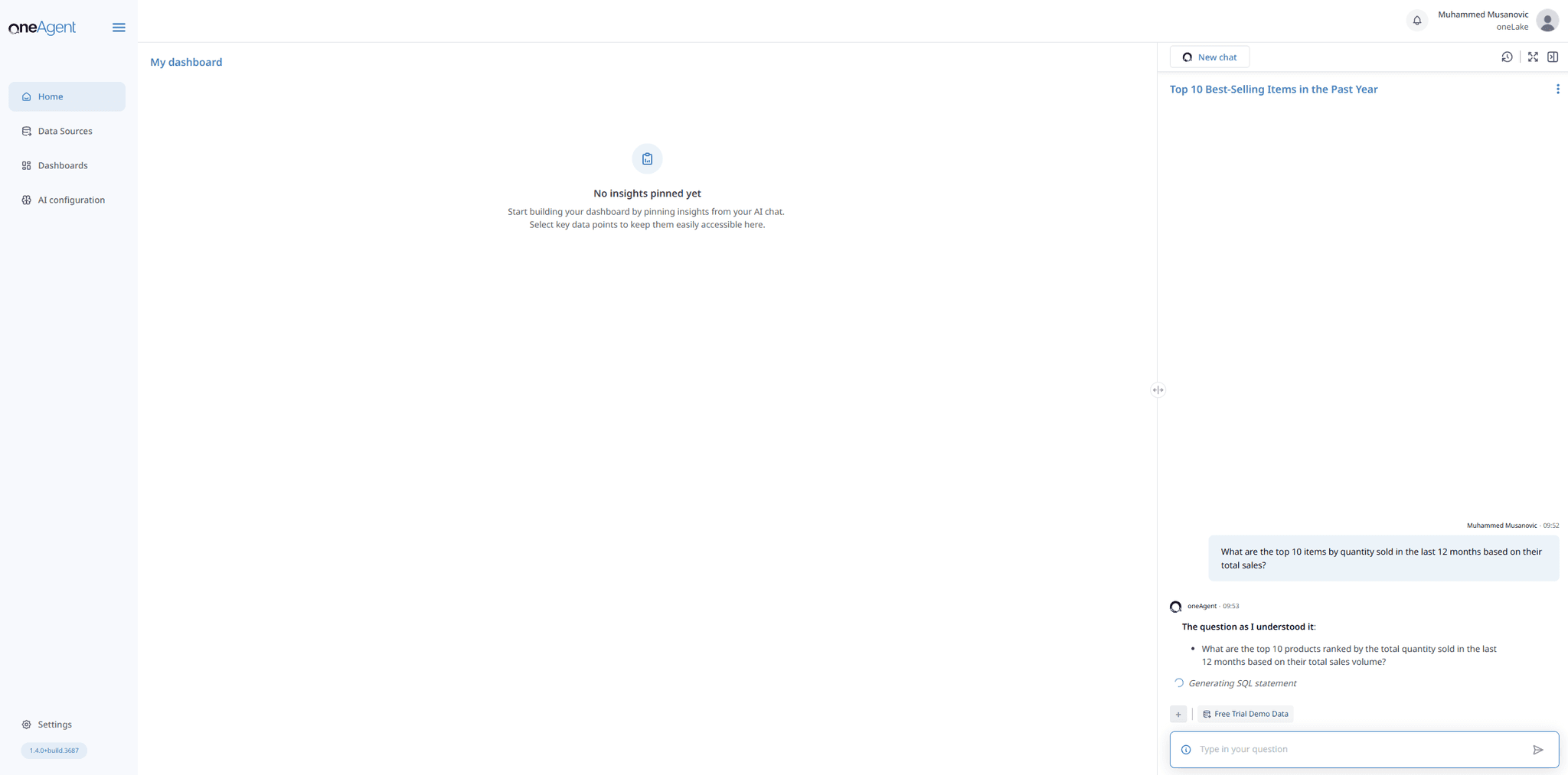 Ask questions on AI chat